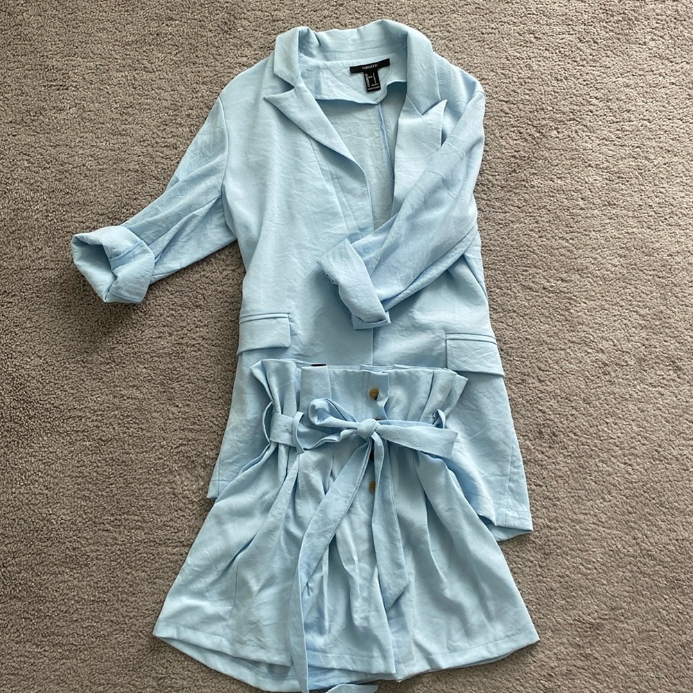 Forever21 blazer short set baby blue size small